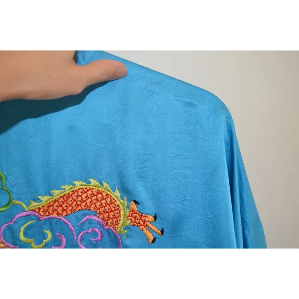 Vintage Chinese SIlk Embroidered Dragon Robe - Picture 2 of 7
